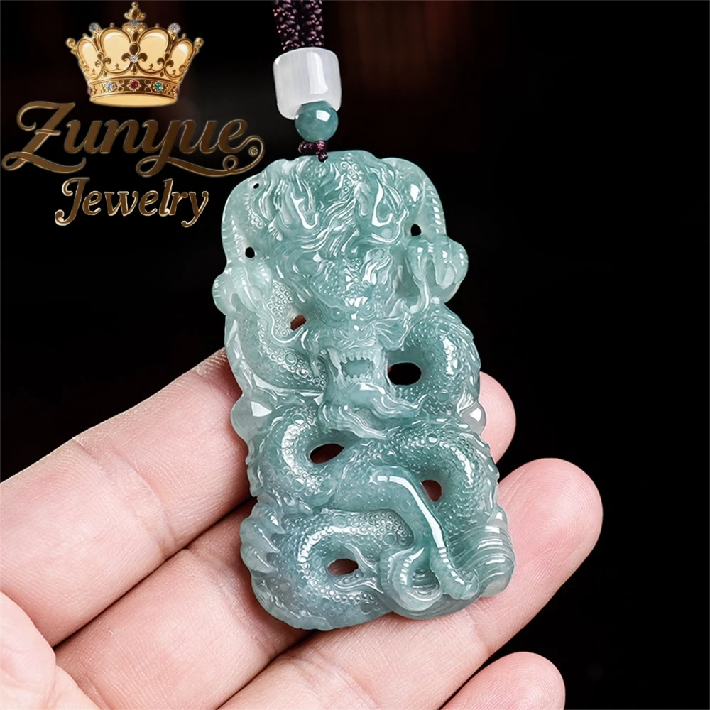 Natural Grade A Icy Blue Water Jadeite Hand Carved Chinese Zodiac Dragon Pendant Fine Jewelry For Birthday & Collection Gift
Natural Grade A Icy Blue Water Jadeite Hand Carved Chinese Zodiac Dragon Pendant Fine Jewelry For Birthday & Collection Gift