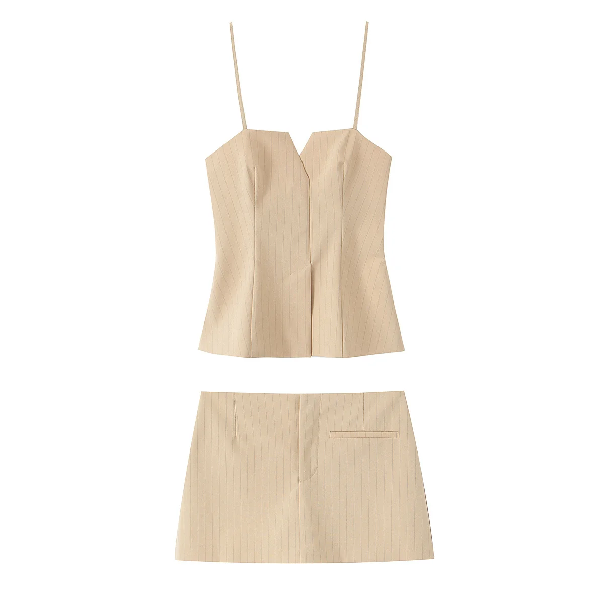 Women's 2025 new fashion pleated design slim striped vest style suspender top retro backless women's vest chic top+Skirts suit
Women's 2025 new fashion pleated design slim striped vest style suspender top retro backless women's vest chic top+Skirts suit
