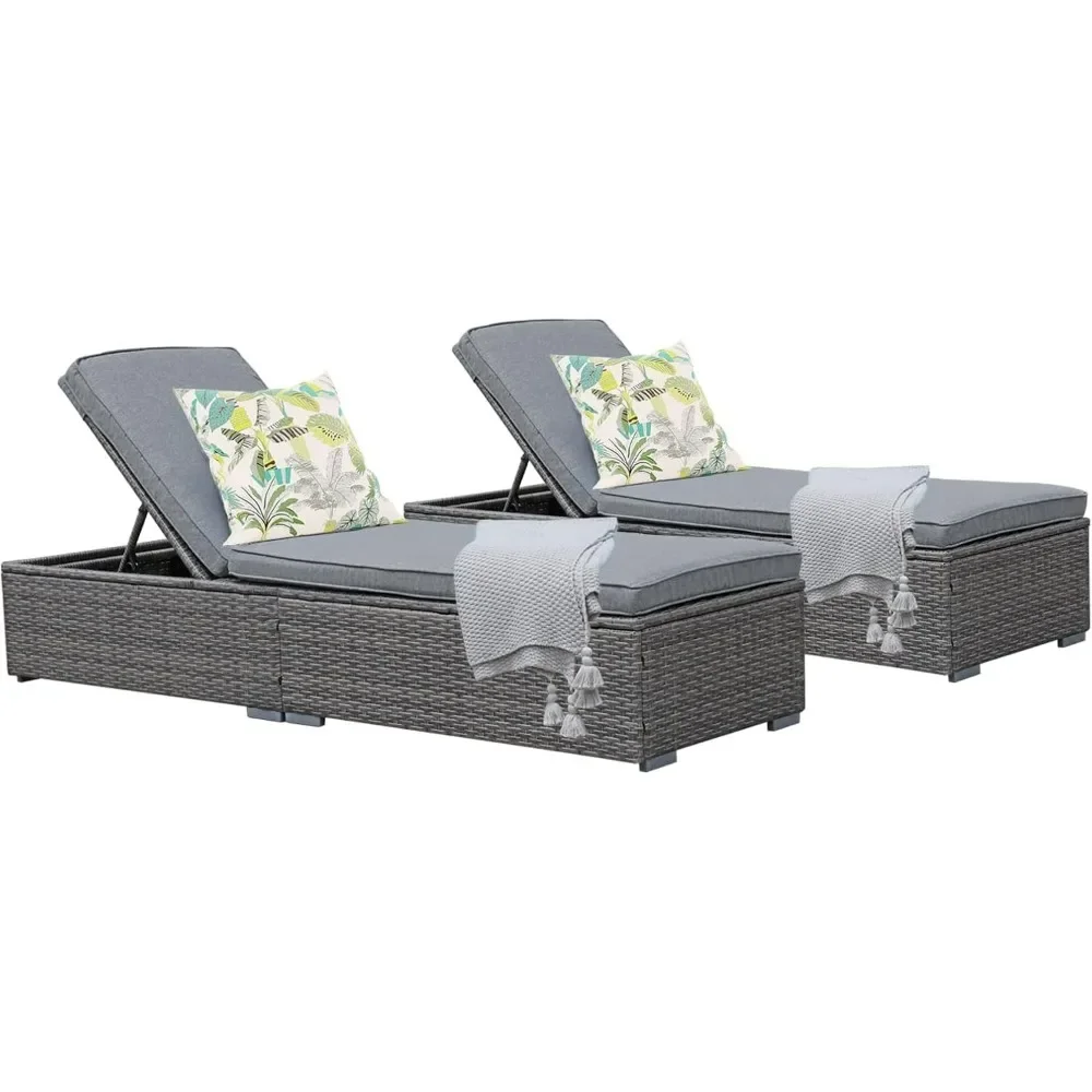 Elegant Reclining Adjustable Pool Rattan Chaise Lounge Chair with Cushion, Grey PE Wicker, Steel Frame,Light Grey, Set of 2
Elegant Reclining Adjustable Pool Rattan Chaise Lounge Chair with Cushion, Grey PE Wicker, Steel Frame,Light Grey, Set of 2