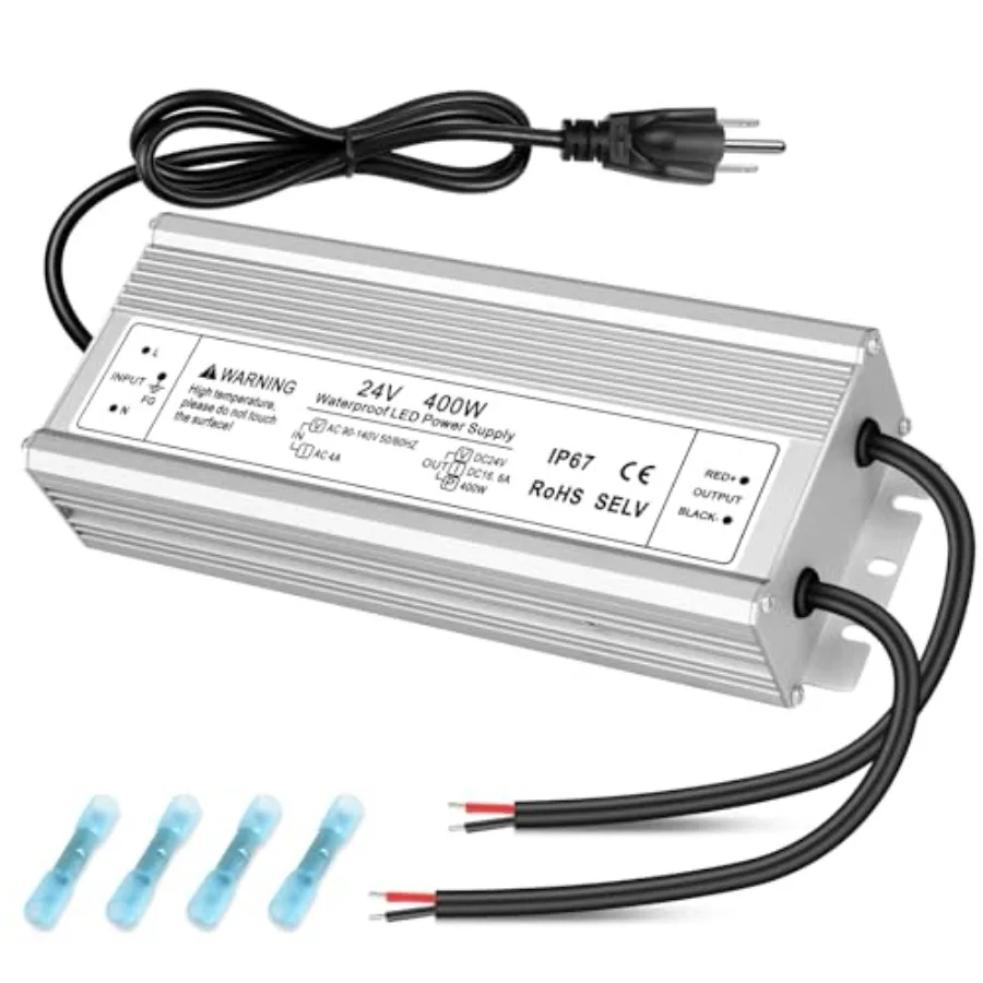 LED Power Supply, IP67 Waterproof LED Driver, AC 110V to DC 24 Volt 16.6A Low Voltage Transformer Converter for Outdoor LED Str
LED Power Supply, IP67 Waterproof LED Driver, AC 110V to DC 24 Volt 16.6A Low Voltage Transformer Converter for Outdoor LED Str
