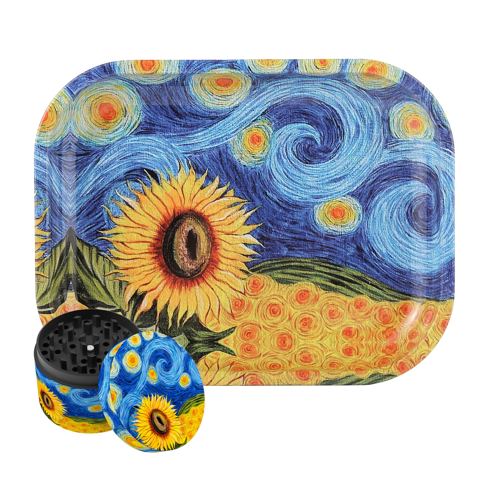 1/2 Pieces Starry Night Sunflower Rolling Tray & Herb Grinder Set - Artistic Smoking Accessory Kit
1/2 Pieces Starry Night Sunflower Rolling Tray & Herb Grinder Set - Artistic Smoking Accessory Kit