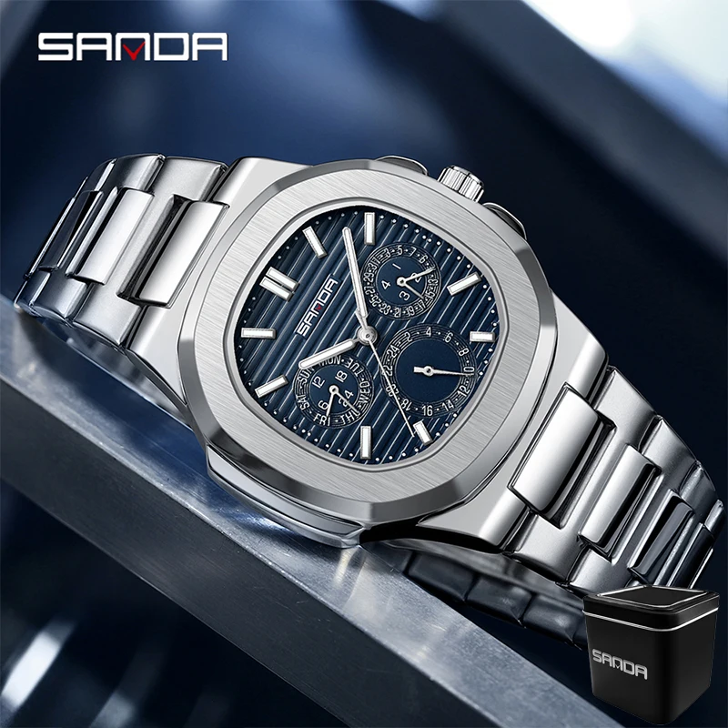 Sanda SD7053 Роскошные деловые водонепроницаемые мужские часы со светящейся датой, квадратные кварцевые часы из нержавеющей стали, Reloj Hombre 
Sanda SD7053 Роскошные деловые водонепроницаемые мужские часы со светящейся датой, квадратные кварцевые часы из нержавеющей стали, Reloj Hombre