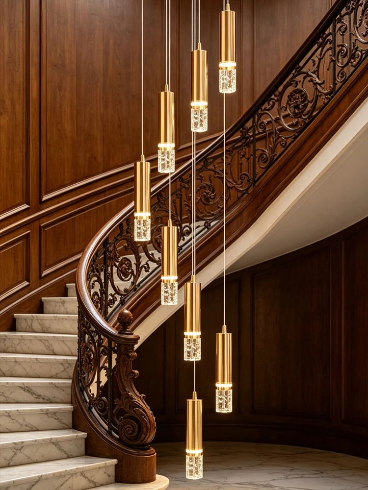 LED Luxury Crystal Cylindrical Chandelier Villa Living Room Ceiling Light Suspended Stair Pendent Lamp Home Lighting Decoration
LED Luxury Crystal Cylindrical Chandelier Villa Living Room Ceiling Light Suspended Stair Pendent Lamp Home Lighting Decoration