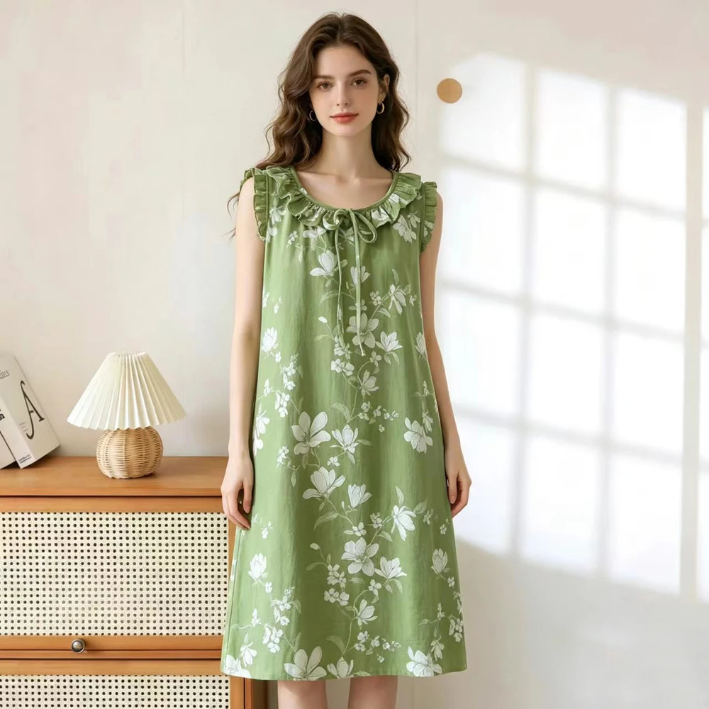 2026 Summer New Nightdress Ladies 100% Cotton Crepe Thin Vest Suspender Skirt Loose Sleeveless Skirt Sweet And Cute Home Dress
2026 Summer New Nightdress Ladies 100% Cotton Crepe Thin Vest Suspender Skirt Loose Sleeveless Skirt Sweet And Cute Home Dress