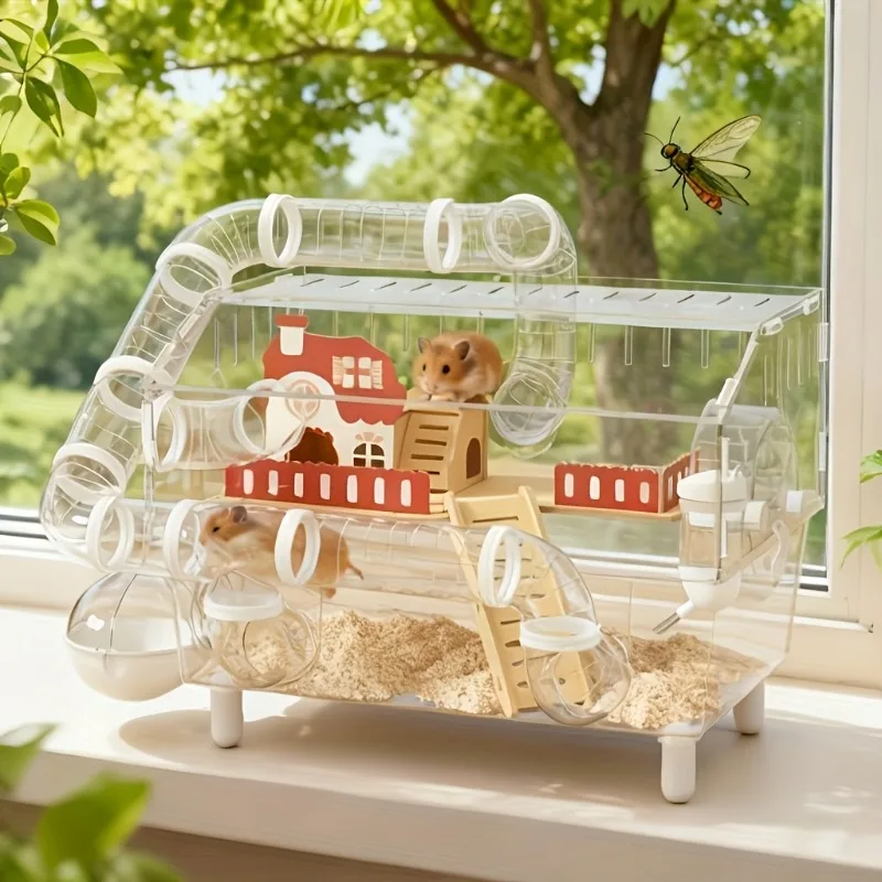 Chew-Resistant Acrylic Hamster Cage Large Habitat with Multi Tunnels for Syrian & Dwarf Hamsters Gerbils Mice with Accessoriies
Chew-Resistant Acrylic Hamster Cage Large Habitat with Multi Tunnels for Syrian & Dwarf Hamsters Gerbils Mice with Accessoriies