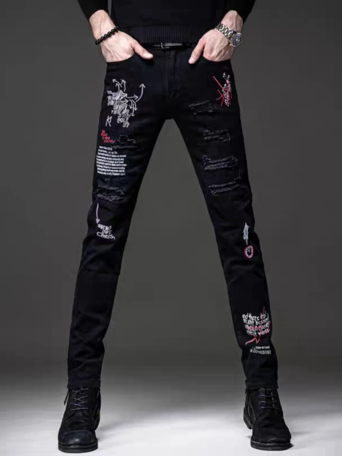 Embroidered Casual Jeans Men's Slim Fit Straight Leg Jeans Versatile Spring Autumn Wear Resistant Machine Washed
Embroidered Casual Jeans Men's Slim Fit Straight Leg Jeans Versatile Spring Autumn Wear Resistant Machine Washed
