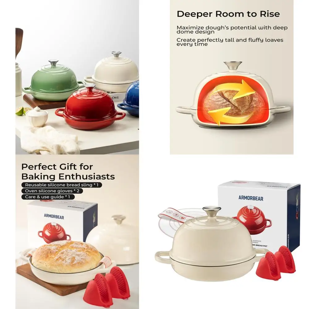 Enameled 5-Quart Cast Iron Dutch Oven with Lid, Perfect for Homemade Sourdough Bread Baking, White
Enameled 5-Quart Cast Iron Dutch Oven with Lid, Perfect for Homemade Sourdough Bread Baking, White