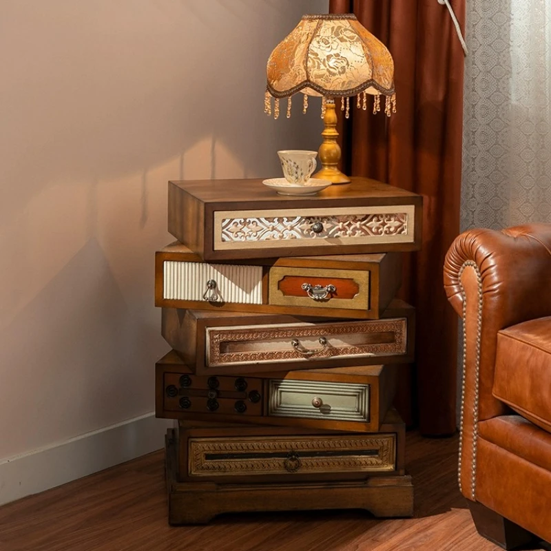 American retro rotating bedside table antique designer small side cabinet solid wood locker
American retro rotating bedside table antique designer small side cabinet solid wood locker