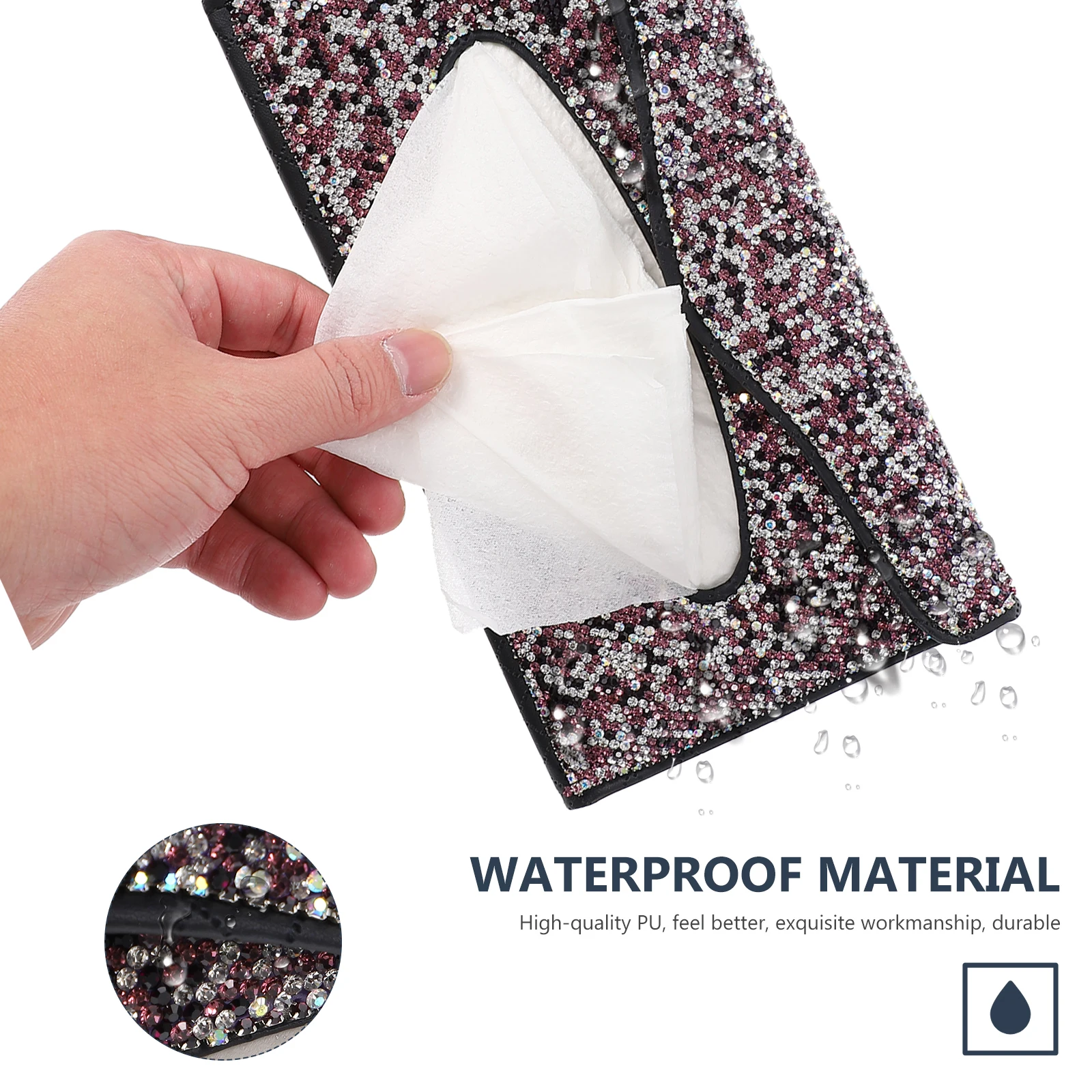 Tissue Box PU Hanging Tissue Holder Rhinestone Design Visor Napkin Storage Case for Car Interior Car Visor Towel 
Tissue Box PU Hanging Tissue Holder Rhinestone Design Visor Napkin Storage Case for Car Interior Car Visor Towel