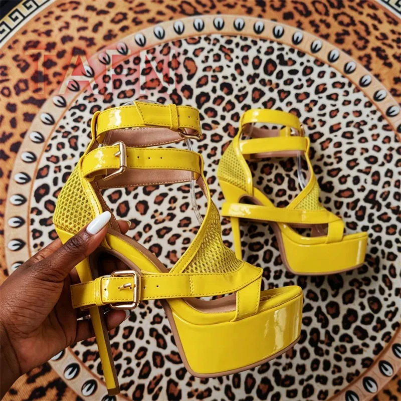 Mesh Buckle Strap Stiletto Platform Sandals,Hollow Fishnet Mesh High Heels Sandals,Open Toe Cutout Strappy T-Strap Dress Pumps
Mesh Buckle Strap Stiletto Platform Sandals,Hollow Fishnet Mesh High Heels Sandals,Open Toe Cutout Strappy T-Strap Dress Pumps