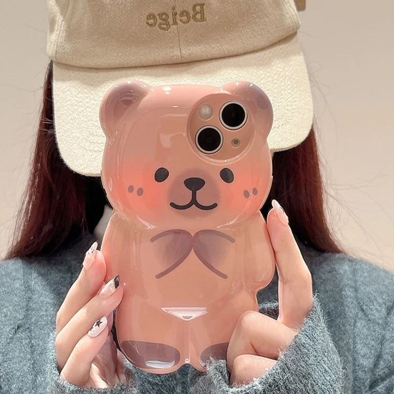 Korean Cute 3D pink Face Shy Bear shock-proof silicone phone case for iphone 12 13 14 15 Pro Max Funny cartoon protection cover
Korean Cute 3D pink Face Shy Bear shock-proof silicone phone case for iphone 12 13 14 15 Pro Max Funny cartoon protection cover