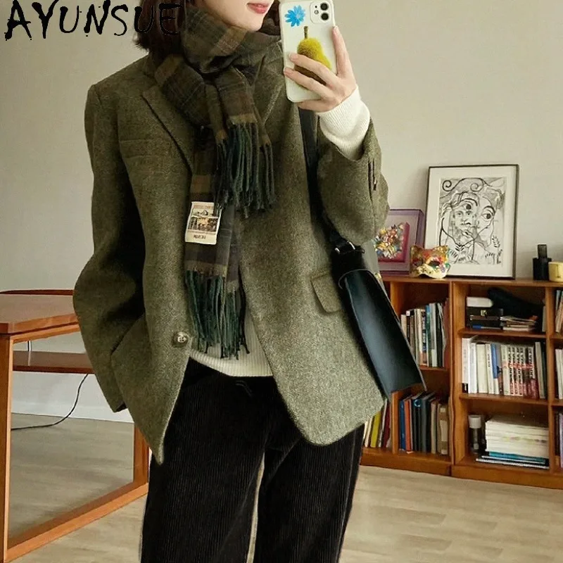 AYUNSUE Women's 100% Wool Suit Jacket Stylish Warm Jackets for Woman Korean Casual Outerwear Woman Clothes Spring Autumn Одежда
AYUNSUE Women's 100% Wool Suit Jacket Stylish Warm Jackets for Woman Korean Casual Outerwear Woman Clothes Spring Autumn Одежда