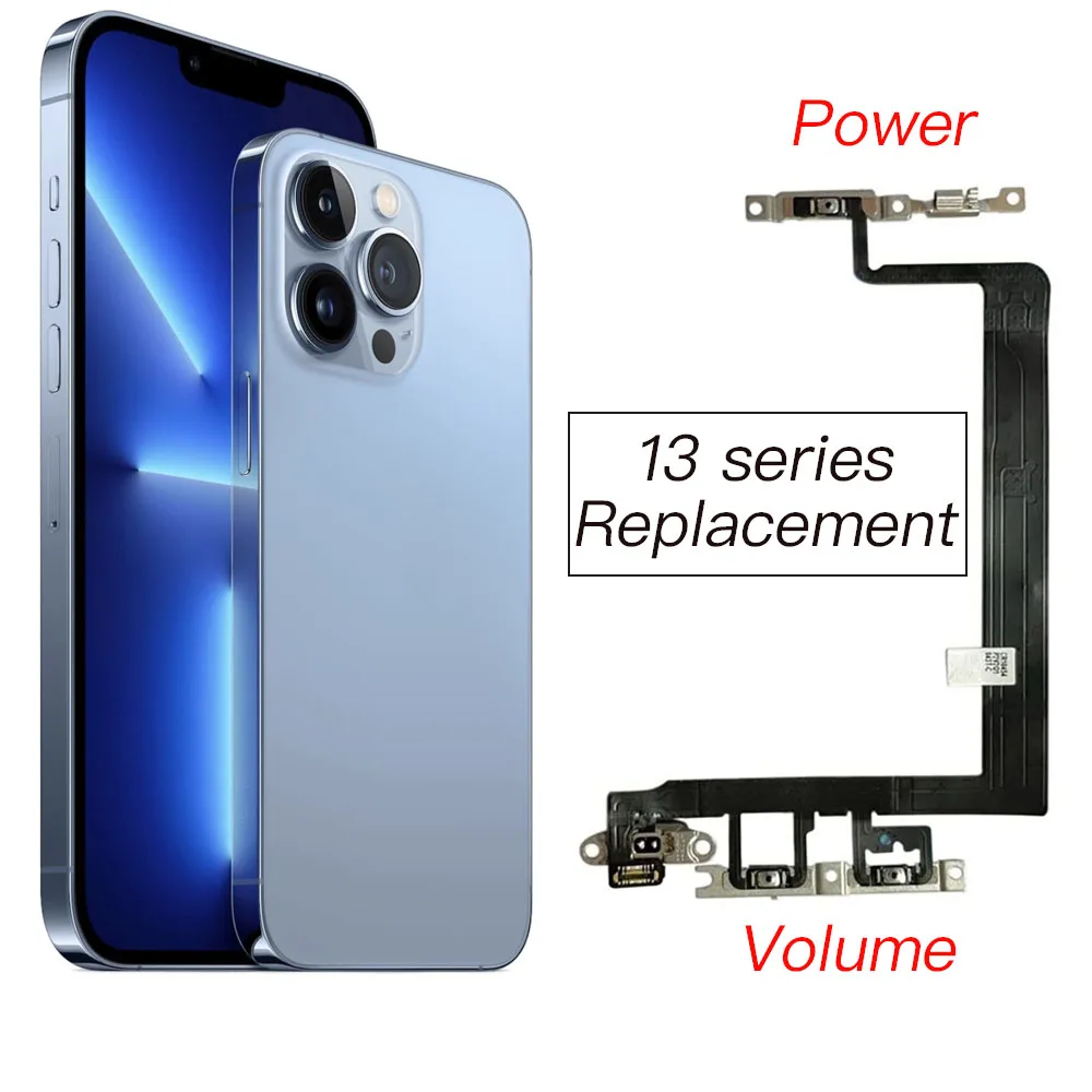 Power Volume Button Flex Cable for iPhone 13 Mini Pro Max - On/Off Keyboard Ribbon With Metal Bracket Holder Replacement Part
Power Volume Button Flex Cable for iPhone 13 Mini Pro Max - On/Off Keyboard Ribbon With Metal Bracket Holder Replacement Part