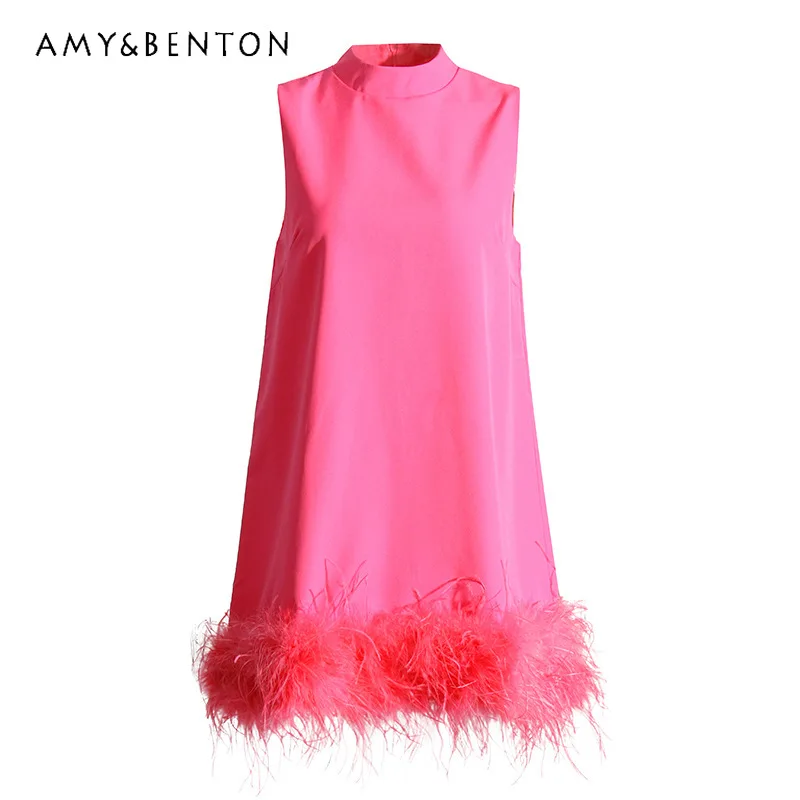 Fashion Design A-line Dress 2023 Summer New Stand Collar Sleeveless Solid Color Feather Stitching Long Dress For Women's Clothes
Fashion Design A-line Dress 2023 Summer New Stand Collar Sleeveless Solid Color Feather Stitching Long Dress For Women's Clothes