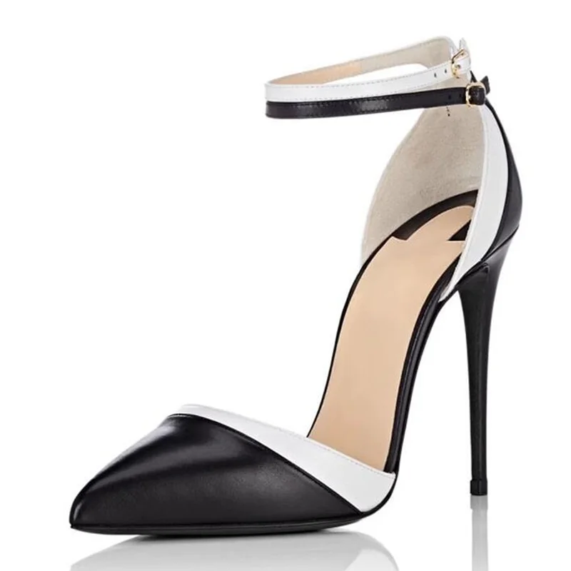 Black And White Matte Leather Patchwork High Heel Shoes Double Ankle Strap Pointed Toe Hollow Nature Work Shoes 12CM Big Size 45
Black And White Matte Leather Patchwork High Heel Shoes Double Ankle Strap Pointed Toe Hollow Nature Work Shoes 12CM Big Size 45