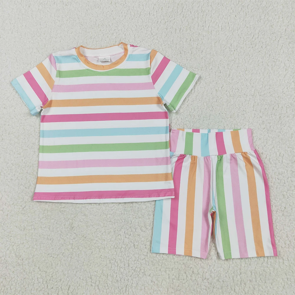 Baby Girls Colorful Stripes Short Sleeve Top And Shorts Pajama Set Summer Lightweight Breathable Girls Clothing Set
Baby Girls Colorful Stripes Short Sleeve Top And Shorts Pajama Set Summer Lightweight Breathable Girls Clothing Set
