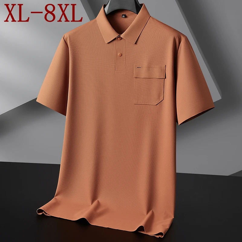 Мужская футболка-поло из ледяного шелка 8XL 7XL 6XL, новинка 2026 года, летняя, дышащая, класса люкс, с коротким рукавом и отложным воротником
Мужская футболка-поло из ледяного шелка 8XL 7XL 6XL, новинка 2026 года, летняя, дышащая, класса люкс, с коротким рукавом и отложным воротником