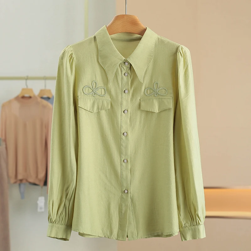 Long Sleeve Pure Color Shirt with Sticky Fiber Single Button Collar Women's Spring Fashion New Arrival Straight Cut Shirt
Long Sleeve Pure Color Shirt with Sticky Fiber Single Button Collar Women's Spring Fashion New Arrival Straight Cut Shirt
