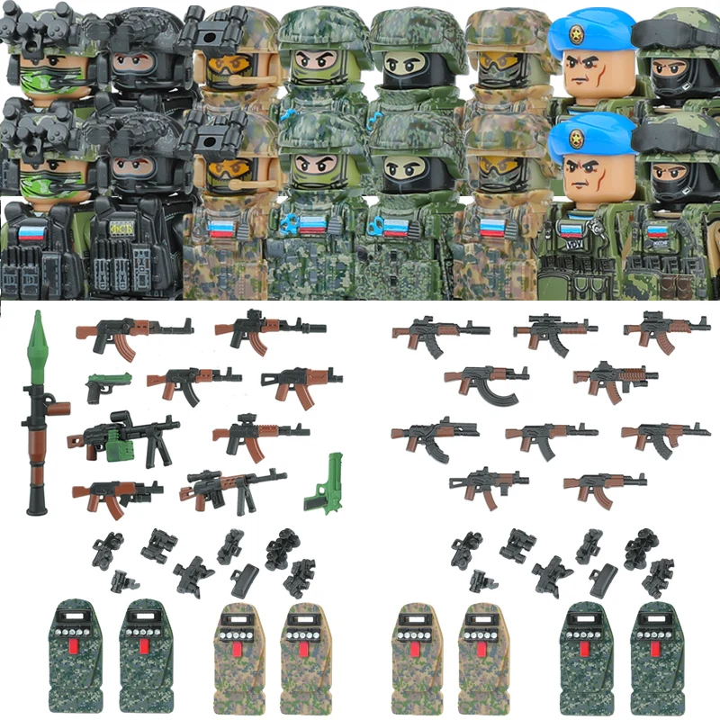 Городской военный RU Commando Фигурки спецназа Строительные блоки Русский Альфа Специальный воздушный сервис Солдат Пехотное оружие Игрушки
Городской военный RU Commando Фигурки спецназа Строительные блоки Русский Альфа Специальный воздушный сервис Солдат Пехотное оружие Игрушки