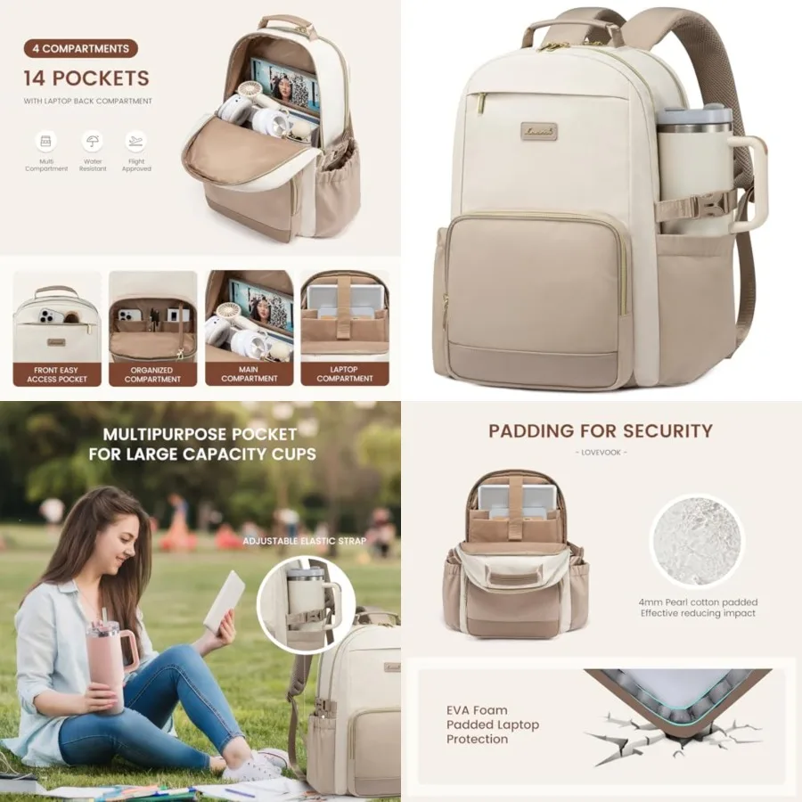 Laptop Backpack for Women with Pouch Pocket for Large Capacity Cup, Laptop Computer Bag Travel Backpack Purse, Waterproof Work
Laptop Backpack for Women with Pouch Pocket for Large Capacity Cup, Laptop Computer Bag Travel Backpack Purse, Waterproof Work
