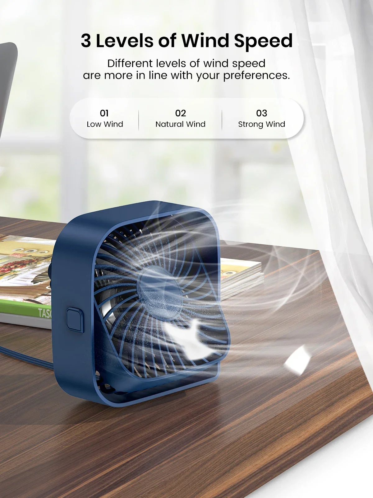 USB Desk Fan Strong Airflow & Quiet Operation 3 Speed Wind Mini Table Fan 360° Rotatable Head for Home Office Bedroom Table
USB Desk Fan Strong Airflow & Quiet Operation 3 Speed Wind Mini Table Fan 360° Rotatable Head for Home Office Bedroom Table