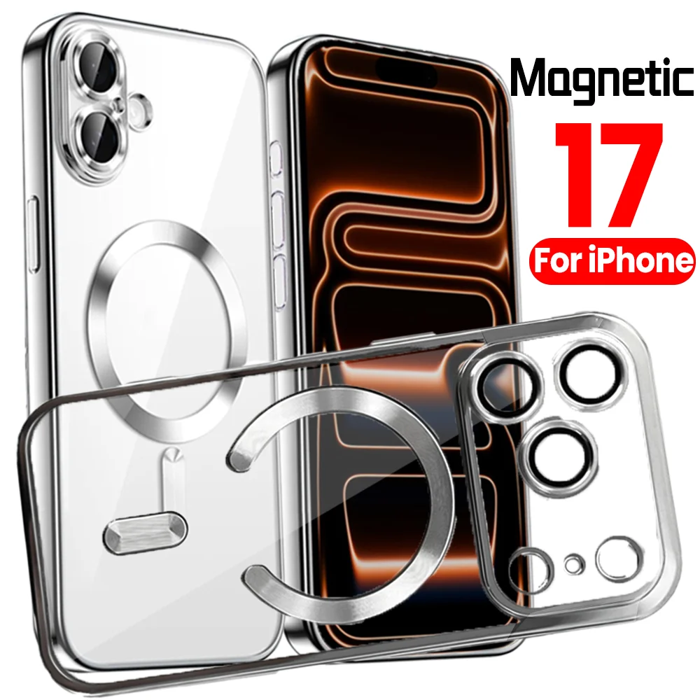 Magnetic Phone Case Clear Electroplated Lens Film for IPhone 17 Pro Max 17Air Soft Cover with Dust-proof Net for Magsafe Charge
Magnetic Phone Case Clear Electroplated Lens Film for IPhone 17 Pro Max 17Air Soft Cover with Dust-proof Net for Magsafe Charge