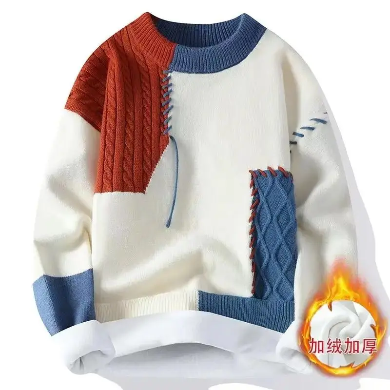 Men Clothing Thick Round Neck Sweater for Autumn and Winter, Men's Loose New Style Knitted, Student Splicing Base for Warmth
Men Clothing Thick Round Neck Sweater for Autumn and Winter, Men's Loose New Style Knitted, Student Splicing Base for Warmth
