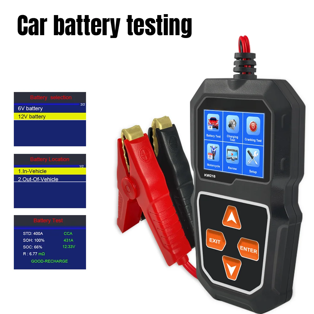 Тестер автомобильных аккумуляторов KW218 6V-12V, 100-2000 CCA, с анализом формы сигнала и отслеживанием изменений напряжения в реальном времени
Тестер автомобильных аккумуляторов KW218 6V-12V, 100-2000 CCA, с анализом формы сигнала и отслеживанием изменений напряжения в реальном времени