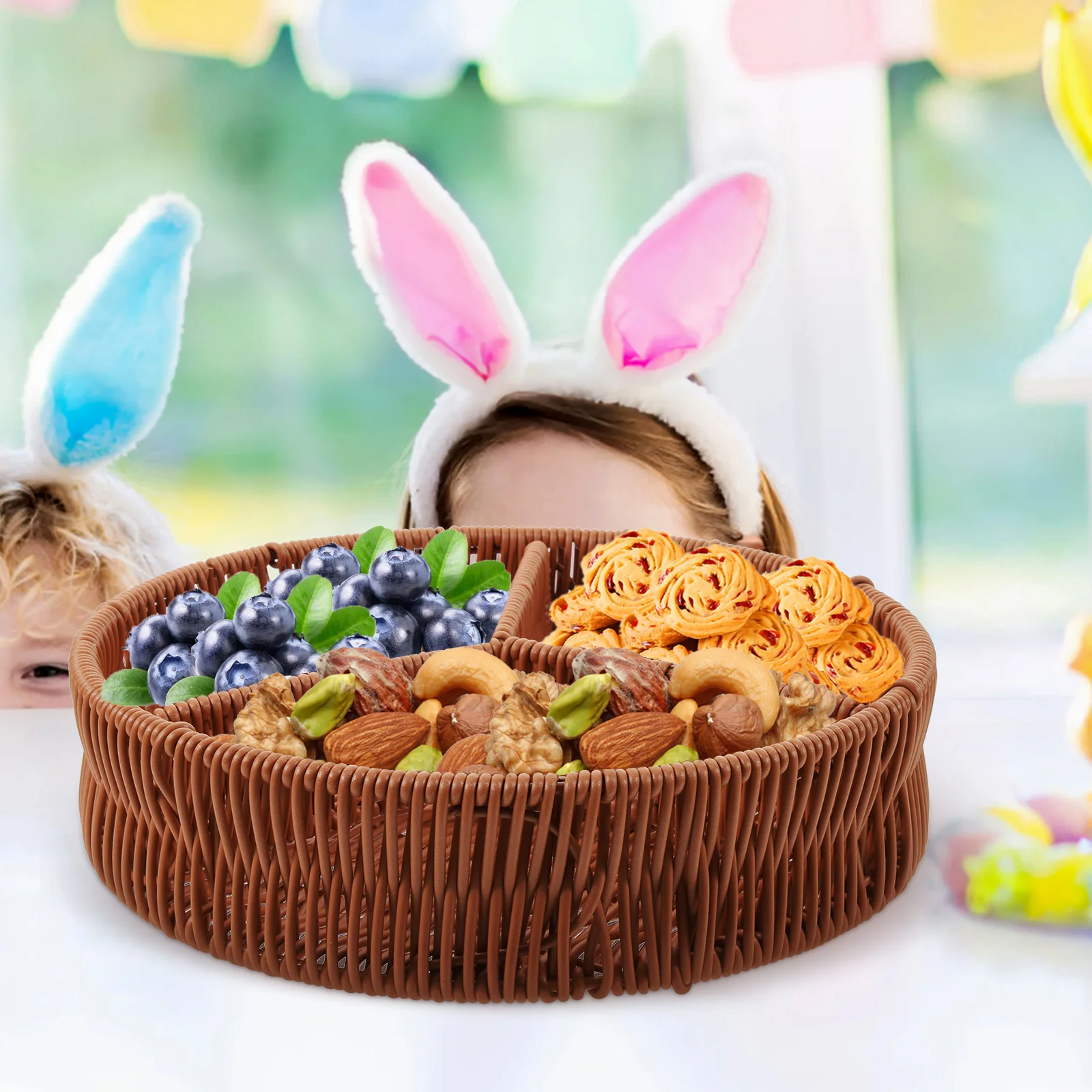 Multi purpose Fruit Tray Snack Plate Kitchen Storage Tray Divided Basket Serving Dessert Food Dry Fruits Home Picnic Camping
Multi purpose Fruit Tray Snack Plate Kitchen Storage Tray Divided Basket Serving Dessert Food Dry Fruits Home Picnic Camping