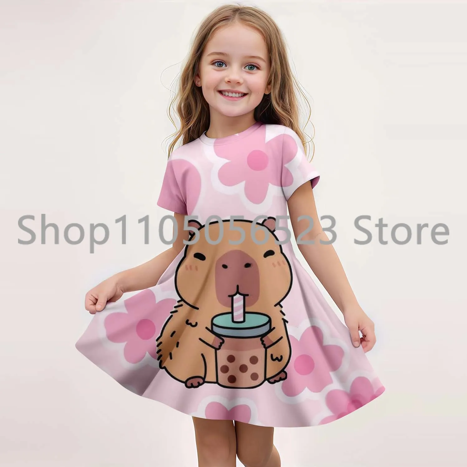 MINISO новое летнее платье для девочек, модное милое платье с изображением капибары и 3D принтом, детская одежда принцессы с короткими рукавами
MINISO новое летнее платье для девочек, модное милое платье с изображением капибары и 3D принтом, детская одежда принцессы с короткими рукавами