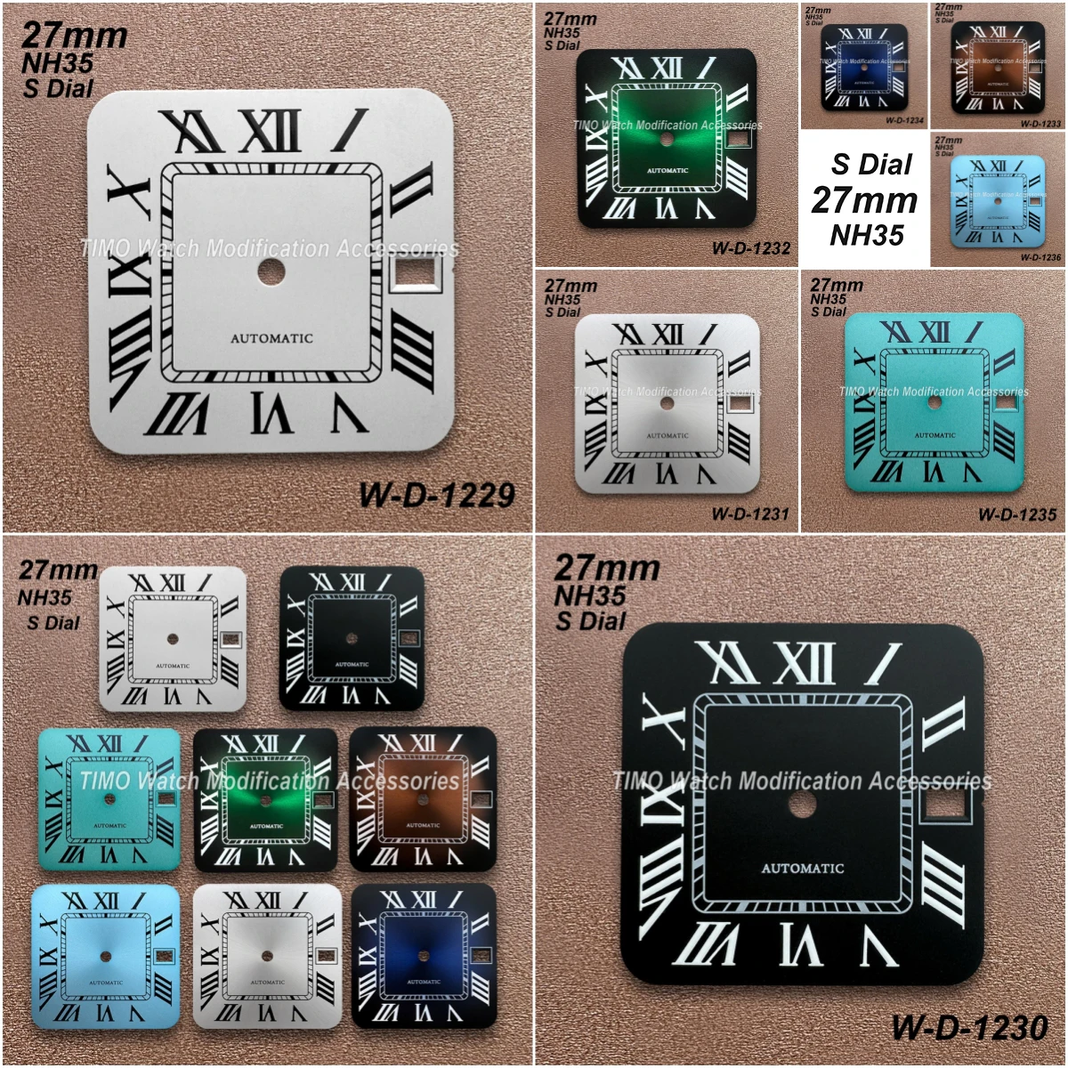 27mm S Logo Square Rome Dial Suitable For NH35/NH36 Automatic Movement Matte/Sunray High-Quality Watch Modification Accessories
27mm S Logo Square Rome Dial Suitable For NH35/NH36 Automatic Movement Matte/Sunray High-Quality Watch Modification Accessories