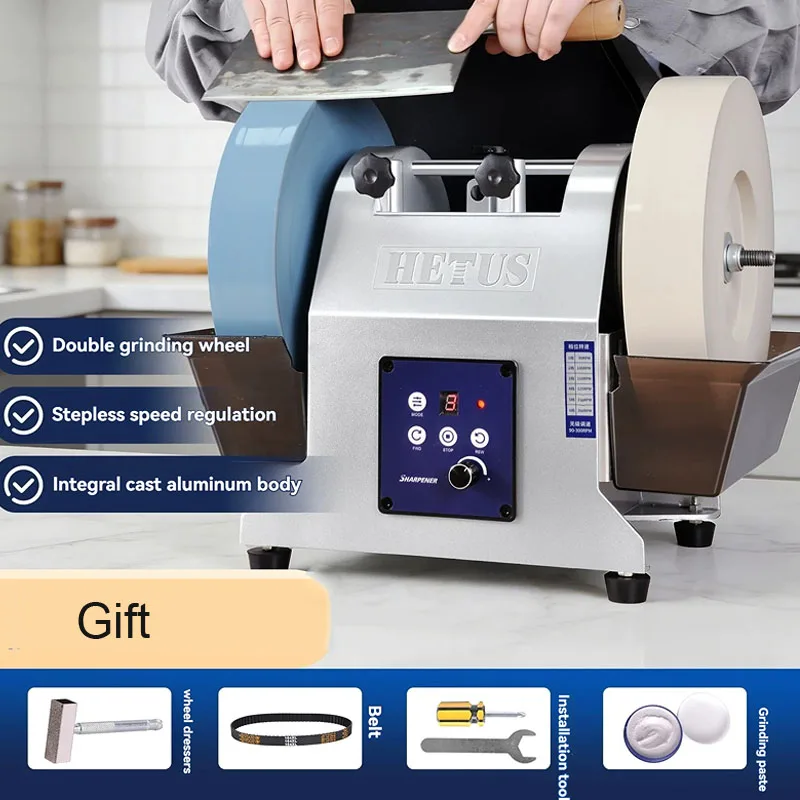 10 inch Dual Wheel Electric Knife Sharpening Machine Household Water Cooled Grinder Commercial Grinder for Scissor Kitchen Knive
10 inch Dual Wheel Electric Knife Sharpening Machine Household Water Cooled Grinder Commercial Grinder for Scissor Kitchen Knive