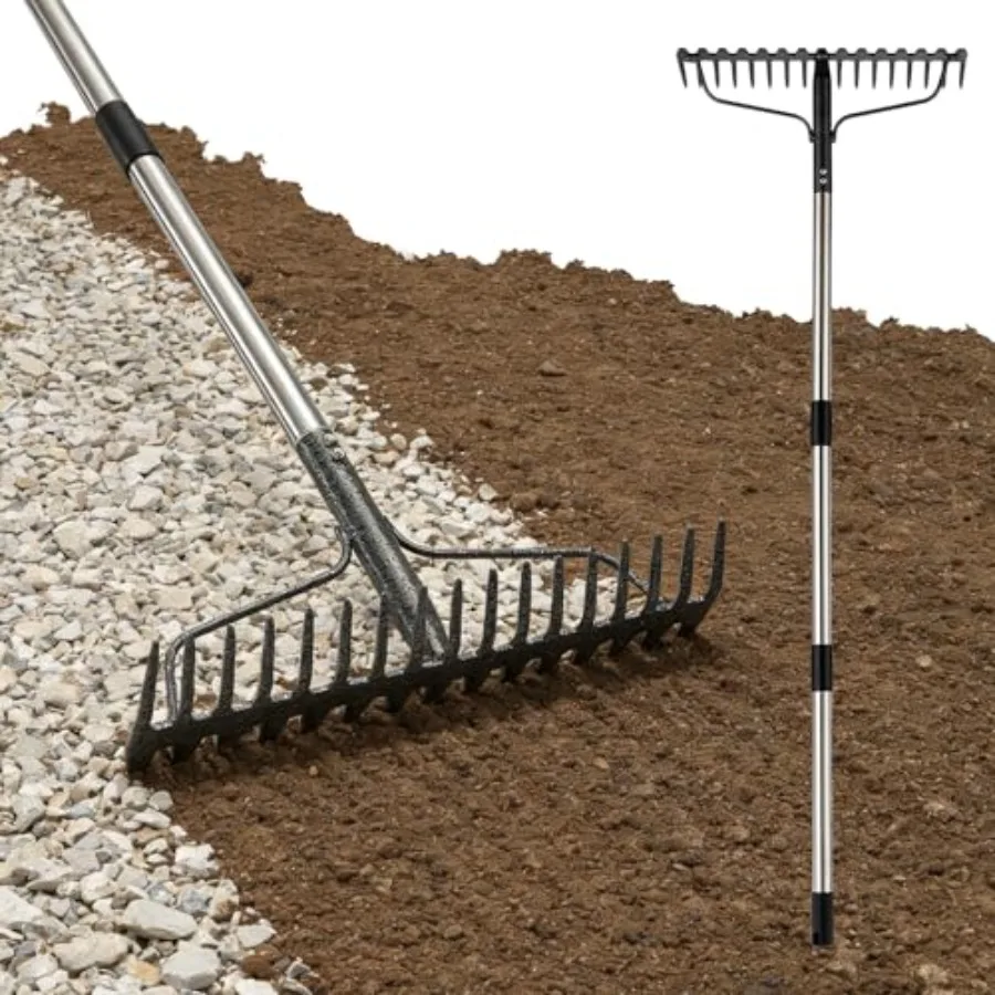 Bow Rake, Heavy Duty Metal Garden Rake for Moving Gravel Loosening Soil Leveling Ground Gathering Leaf Debris Spreading Mulch,
Bow Rake, Heavy Duty Metal Garden Rake for Moving Gravel Loosening Soil Leveling Ground Gathering Leaf Debris Spreading Mulch,