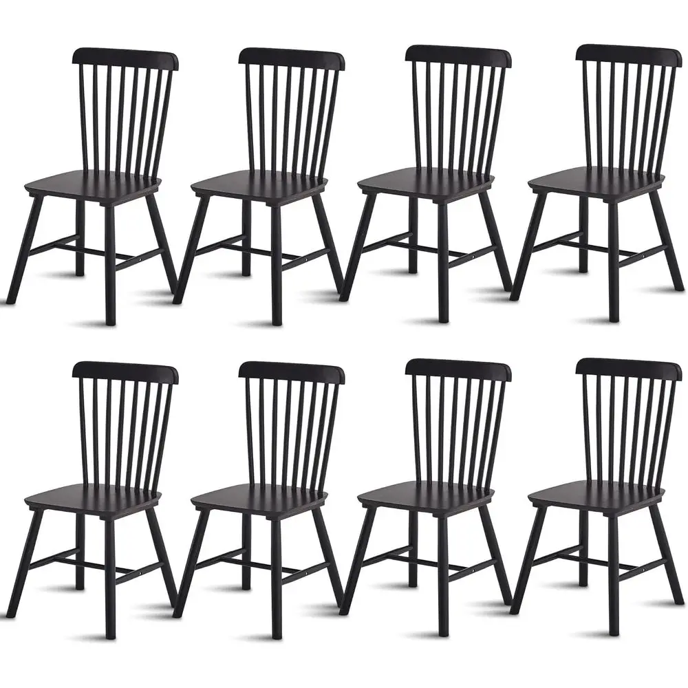 Set of 8 Solid Rubberwood Dining Chairs, Spindle Back Design for Kitchen, Dining Room, or Hotel Cafe
Set of 8 Solid Rubberwood Dining Chairs, Spindle Back Design for Kitchen, Dining Room, or Hotel Cafe