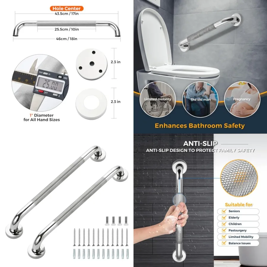 Grab Bars for Shower, Pack Anti Slip Shower Handles for Elderly, Safety Shower Grab Bar, Stainless Steel Handicap Grab Bars for
Grab Bars for Shower, Pack Anti Slip Shower Handles for Elderly, Safety Shower Grab Bar, Stainless Steel Handicap Grab Bars for
