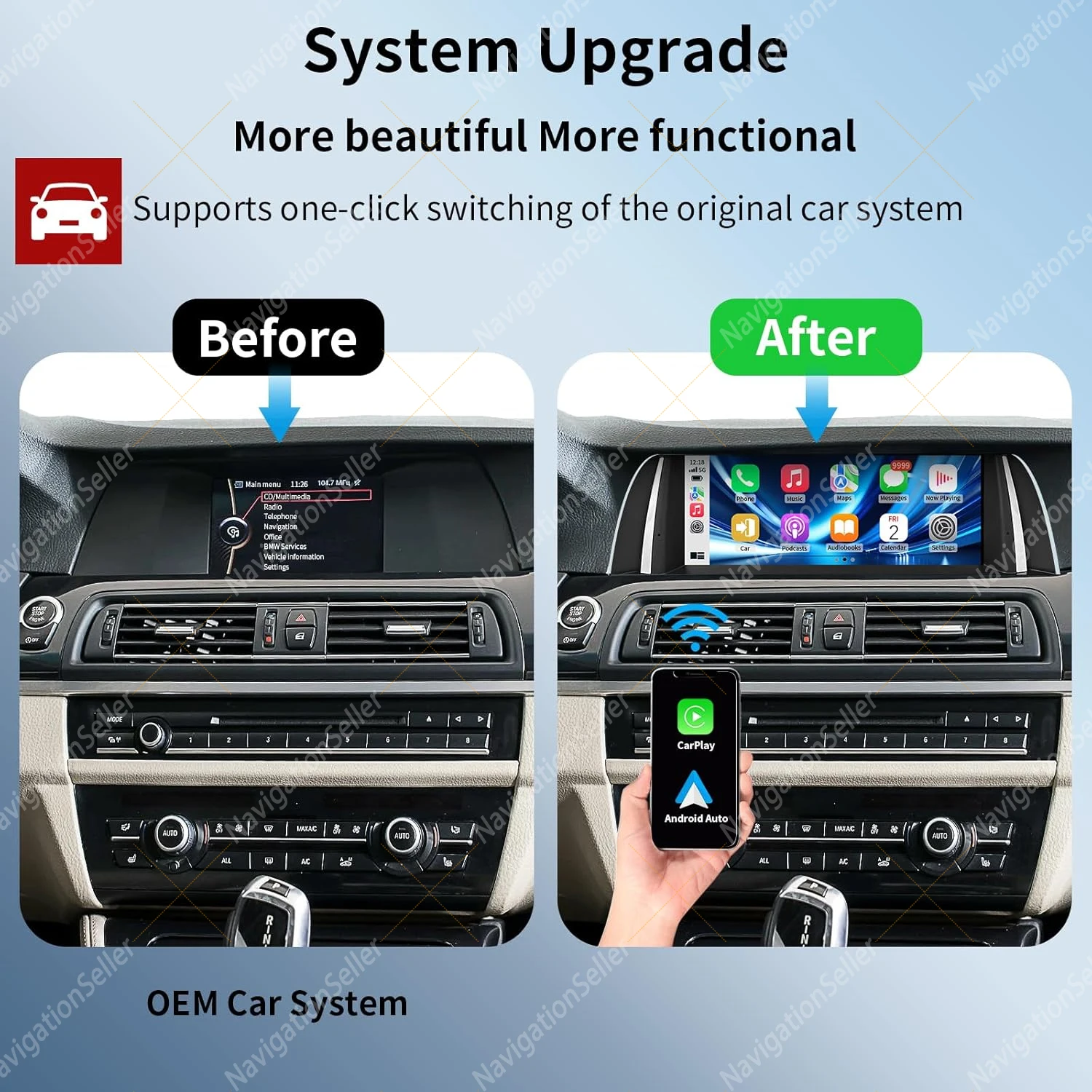 10.25 Inch Touch Screen Wireless CarPlay Android Auto for BMW 5 Series F10 F11 2011 2012 with CIC System Car Audio Airplay GPS
10.25 Inch Touch Screen Wireless CarPlay Android Auto for BMW 5 Series F10 F11 2011 2012 with CIC System Car Audio Airplay GPS