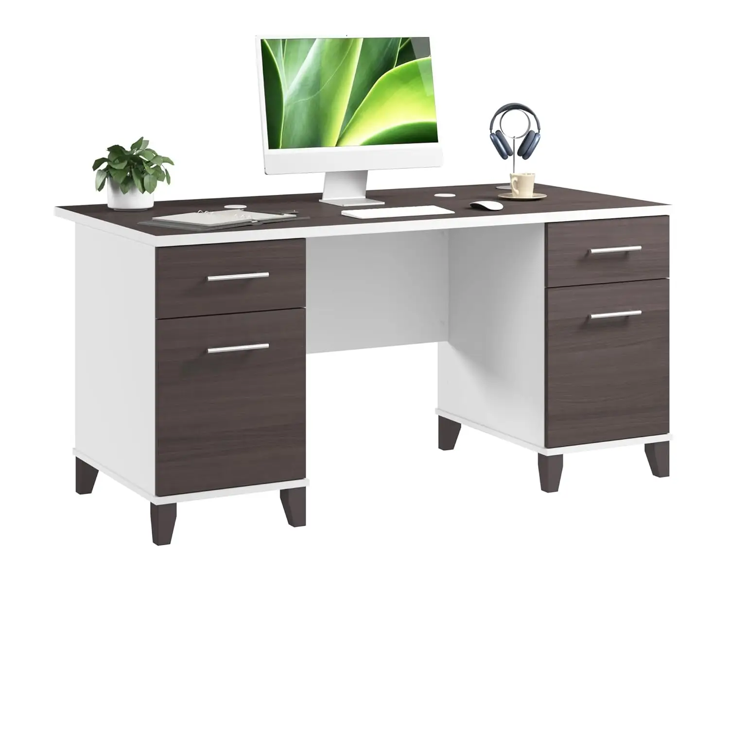 60-Inch Office Desk with Drawers & Storage Cabinet, Home Office Workstation, Writing Desk, Storm Gray & White, Customized
60-Inch Office Desk with Drawers & Storage Cabinet, Home Office Workstation, Writing Desk, Storm Gray & White, Customized
