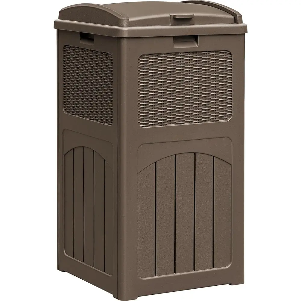 35 Gallon Light Brown Outdoor Trash Bin with Lid, Waterproof Resin Waste Container for Garden and Patio Use
35 Gallon Light Brown Outdoor Trash Bin with Lid, Waterproof Resin Waste Container for Garden and Patio Use