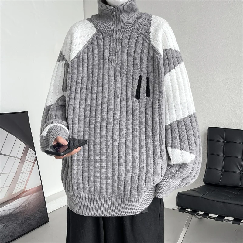 Color Blo f Zip High Ne Knitwear Men's Comfortable American Retro Lazy Design Large Size Spring Autumn Casual Sweater
Color Blo f Zip High Ne Knitwear Men's Comfortable American Retro Lazy Design Large Size Spring Autumn Casual Sweater