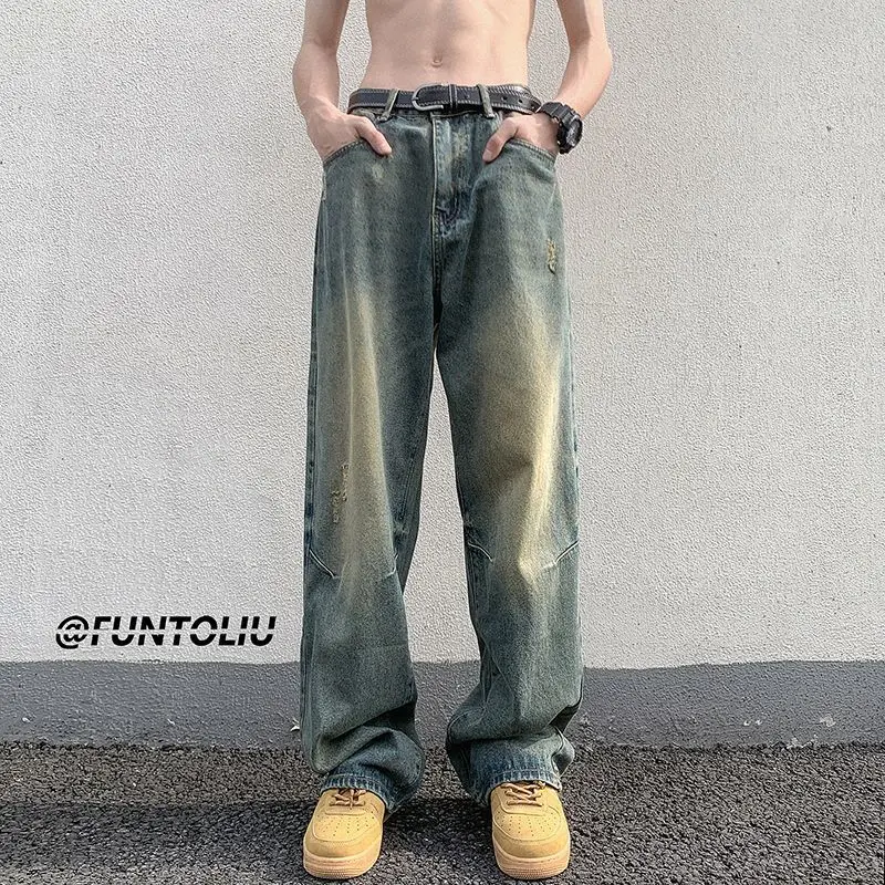 Retro American Waed Men's Jeans Loose Straight Leg Wide Leg Pants High Street Vibe Long Trousers Casual mid Waist Zipper
Retro American Waed Men's Jeans Loose Straight Leg Wide Leg Pants High Street Vibe Long Trousers Casual mid Waist Zipper
