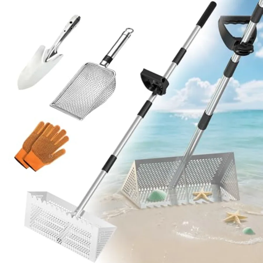 Sand Flea Rake Sand Sifter for The Beach Stainless Steel Shark Tooth Sifter with Detachable 16-Inch-Wide Drainage Mesh and Ergo
Sand Flea Rake Sand Sifter for The Beach Stainless Steel Shark Tooth Sifter with Detachable 16-Inch-Wide Drainage Mesh and Ergo