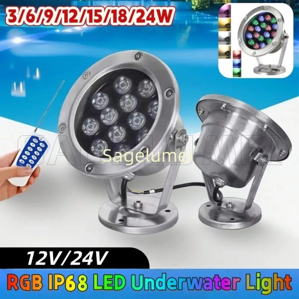 LED Underwater Light 3/6/9/12/18/24W RGB Night Lamp Outdoor Garden Swimming Pool Party Landscape DC 12/24V With remote control
LED Underwater Light 3/6/9/12/18/24W RGB Night Lamp Outdoor Garden Swimming Pool Party Landscape DC 12/24V With remote control