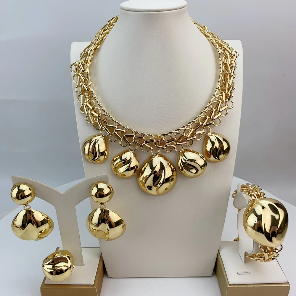 EMMA African Women Necklace Earrings Bracelet Wedding Dress Up Accessories Italian Gold Plated Jewelry Set FHK21633
EMMA African Women Necklace Earrings Bracelet Wedding Dress Up Accessories Italian Gold Plated Jewelry Set FHK21633