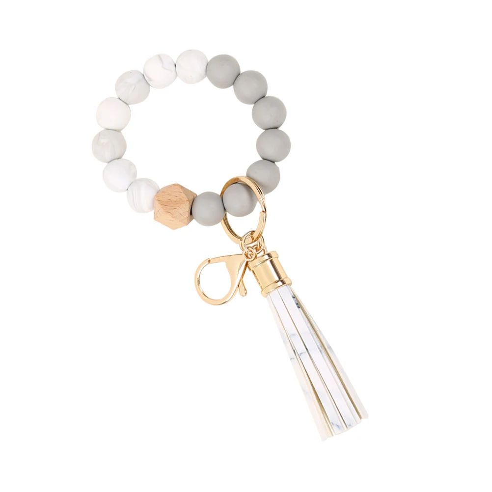 Silicone Bracelet Keychain Wooden Bead Tassel Wristlet Key Rings Unique Gift Real Housewarming New Home Practical Present
Silicone Bracelet Keychain Wooden Bead Tassel Wristlet Key Rings Unique Gift Real Housewarming New Home Practical Present