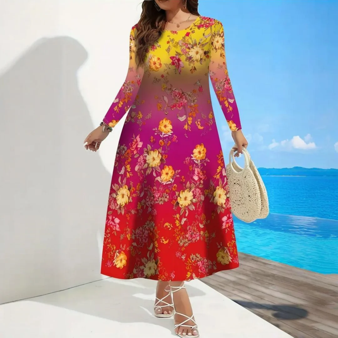 New Autumn Dresses Women's Round Neck Long Sleeves Fashionable And Elegant Midi Dresses Floral Prints Bohemian Women's Clothing
New Autumn Dresses Women's Round Neck Long Sleeves Fashionable And Elegant Midi Dresses Floral Prints Bohemian Women's Clothing