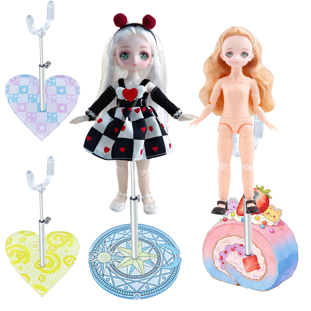 Cute Bear Cake Doll Display Stand Adjustable 1/12 1/8 Doll Display Rack Retractable Crotch Support Frame Model Unique Holder
Cute Bear Cake Doll Display Stand Adjustable 1/12 1/8 Doll Display Rack Retractable Crotch Support Frame Model Unique Holder