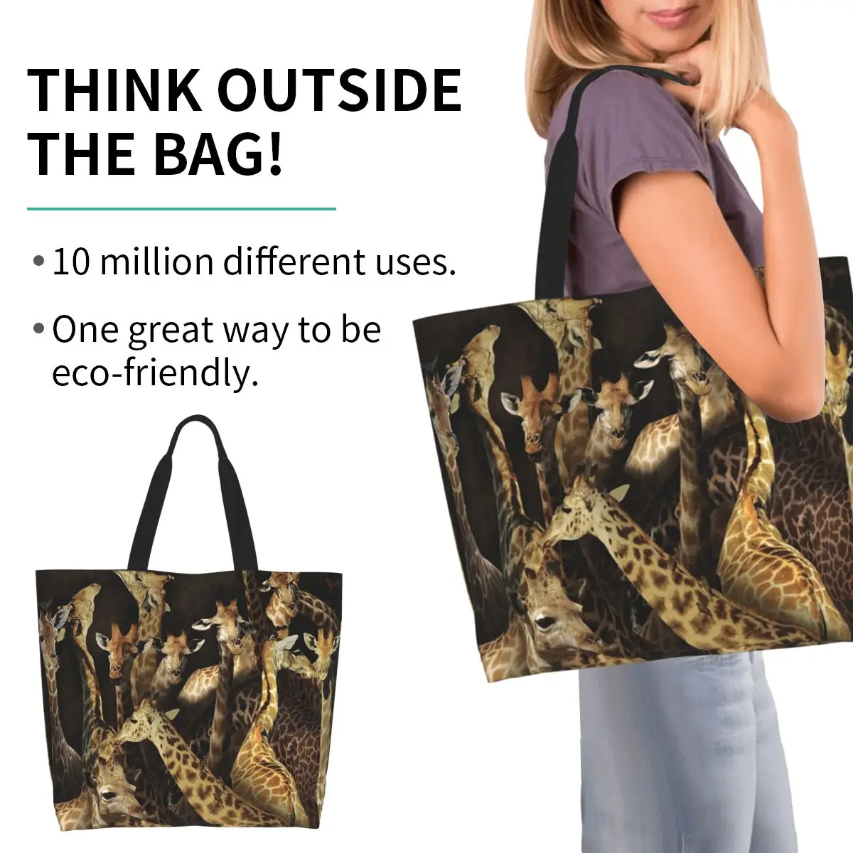Giraffe Shopping Tote Bag Canvas Large Capacity Shoulder Bags Shopper Grocery Handbag for Women
Giraffe Shopping Tote Bag Canvas Large Capacity Shoulder Bags Shopper Grocery Handbag for Women