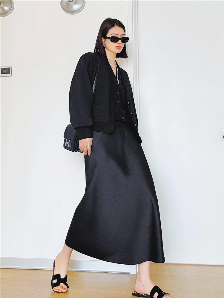Bla High Waist Silk f Skirt Women's Long Autumn Skirt Hip Concealing Slimming Umbrella Skirt Simple Sle Polyester Fiber
Bla High Waist Silk f Skirt Women's Long Autumn Skirt Hip Concealing Slimming Umbrella Skirt Simple Sle Polyester Fiber