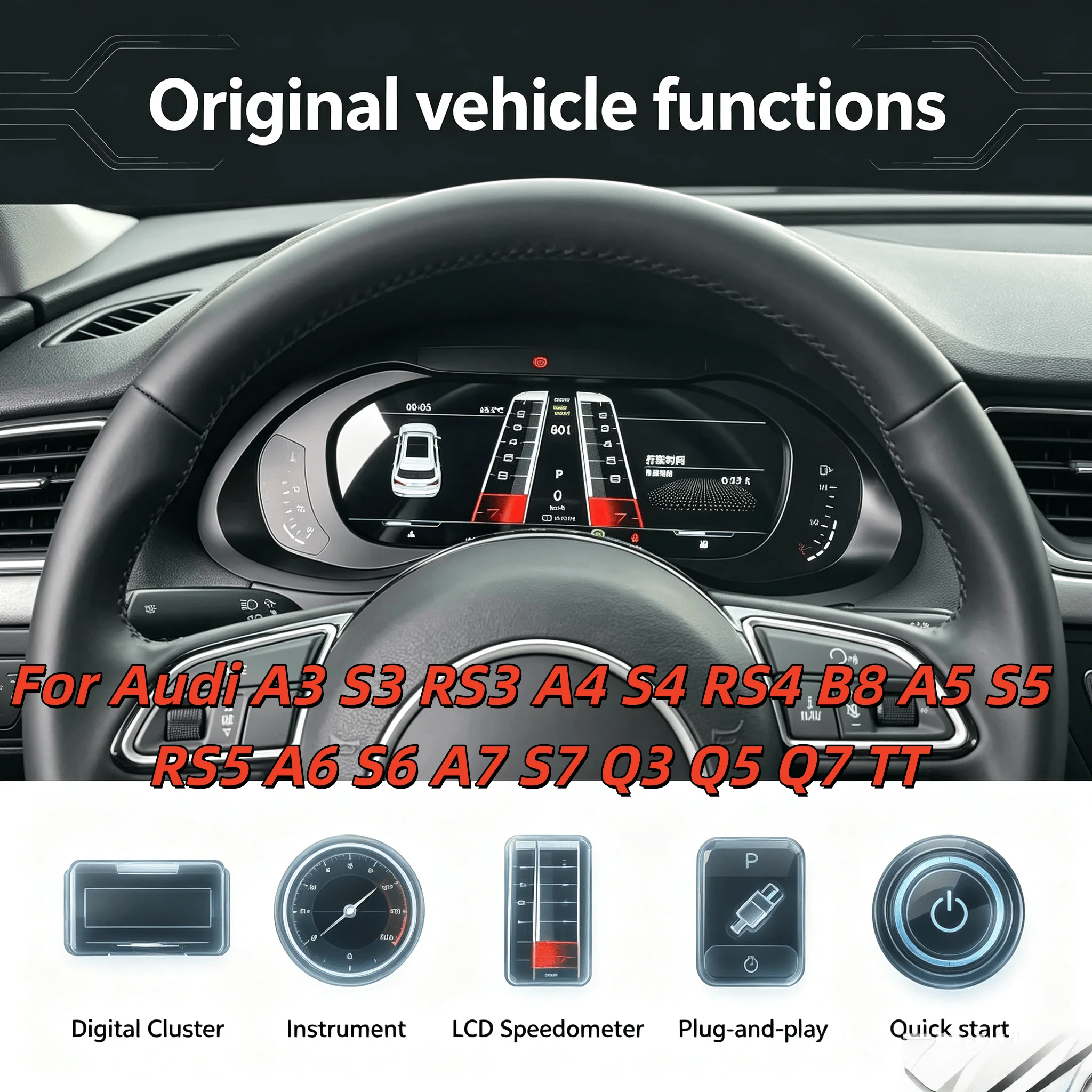 For Audi A3 S3 RS3 A4 S4 RS4 B8 A5 S5 RS5 A6 S6 A7 S7 Q3 Q5 Q7 TT Instrument Cluster Gauge Digital Dashboard Virtual Cockpit
For Audi A3 S3 RS3 A4 S4 RS4 B8 A5 S5 RS5 A6 S6 A7 S7 Q3 Q5 Q7 TT Instrument Cluster Gauge Digital Dashboard Virtual Cockpit