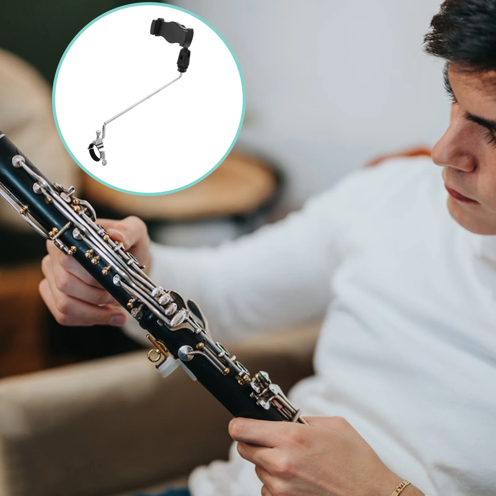 Universal Clarinet Phone Holder Clamp Adjustable Metal Mount Long Arm Smartphone Lyre for Woodwind Instruments Marching Band
Universal Clarinet Phone Holder Clamp Adjustable Metal Mount Long Arm Smartphone Lyre for Woodwind Instruments Marching Band